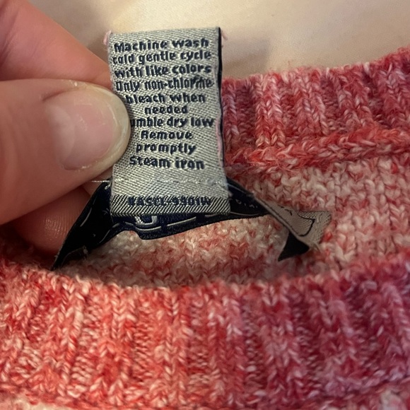 Woman’s pink white heart fair isle crewneck sweater by Bass size Small cozy ski - Picture 5 of 7